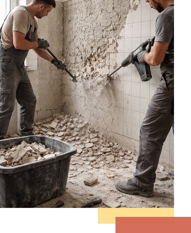 Демонтаж плитки со стен в Азове быстро и аккуратно