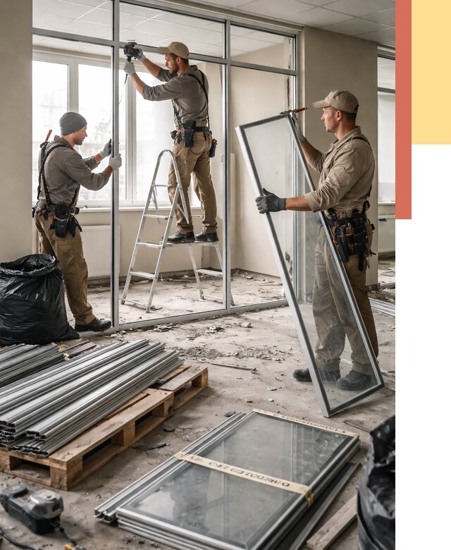 Демонтаж алюминиевых перегородок в Азове от 4313 руб. — быстро и недорого | ОТДЕЛОЧНИК-Азв