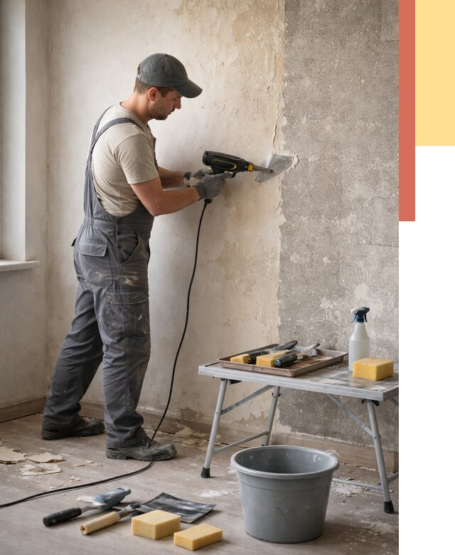 Очистка стен от клея в Азове от 1900 руб. — снятие и удаление клея со стен | ОТДЕЛОЧНИК-Азв