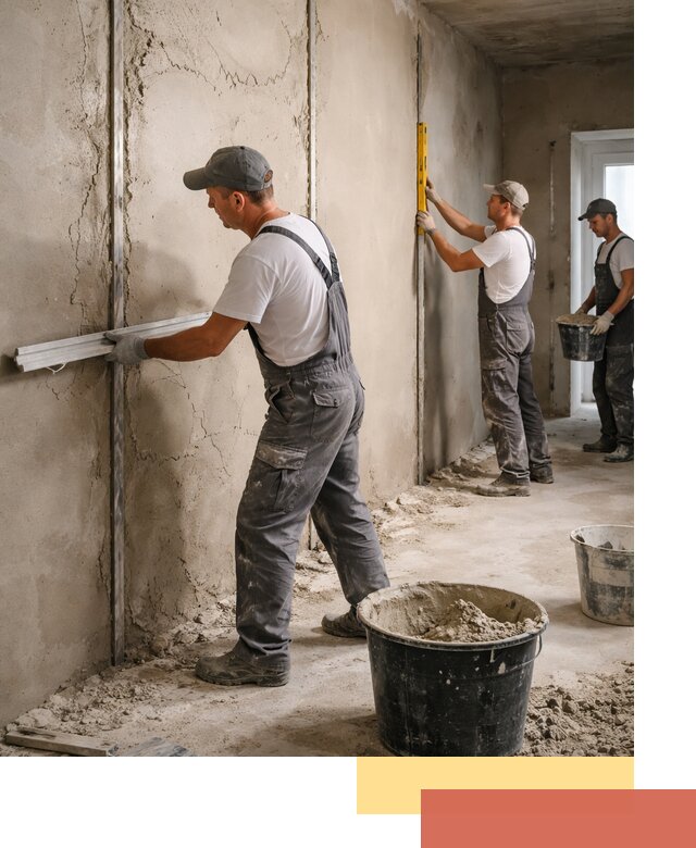 Штукатурка стен по маякам в Азове — точная и ровная поверхность