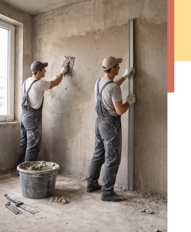 Штукатурка бетонных стен в Азове от 4621 руб/м² — качественно и быстро | ОТДЕЛОЧНИК-Азв