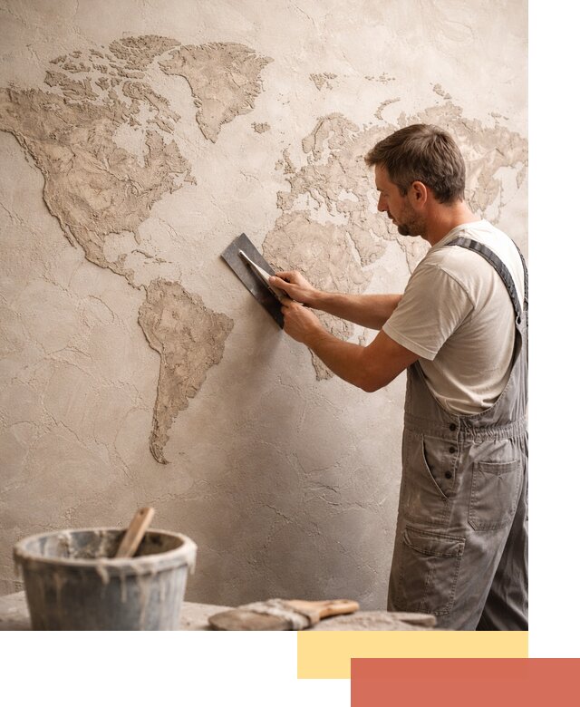 Декоративная штукатурка «Карта мира» под ключ в Азове