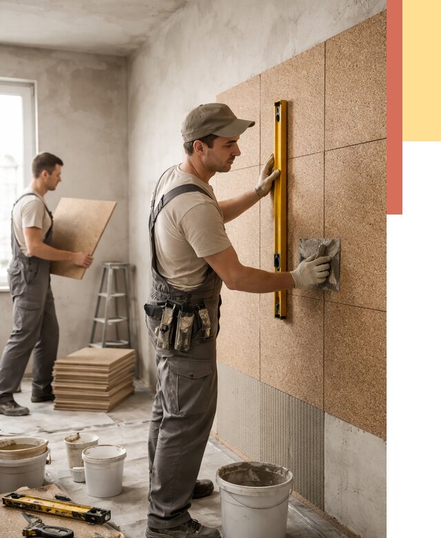 Монтаж пробковых панелей на стены в Азове от 3594 руб. — ОТДЕЛОЧНИК-Азв