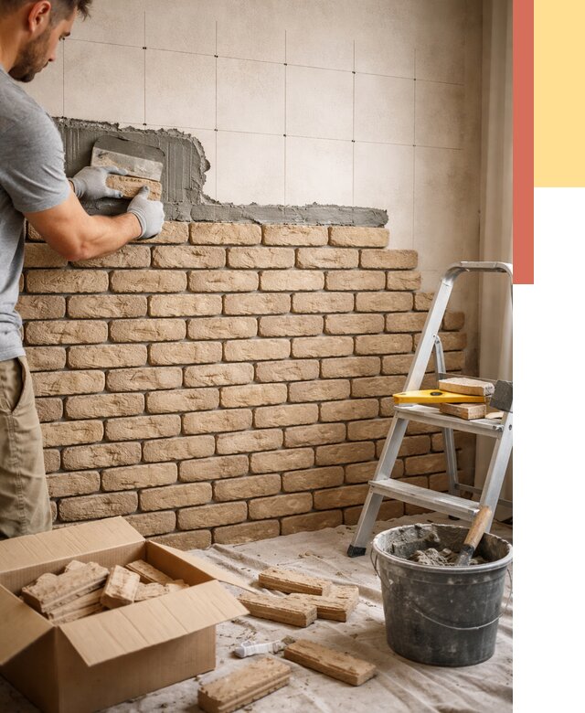 Монтаж декоративного кирпича в Азове от 3286 руб./м² — быстро и недорого | ОТДЕЛОЧНИК-Азв