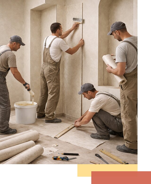 Поклейка обоев на сложные стены и неровные поверхности в Азове