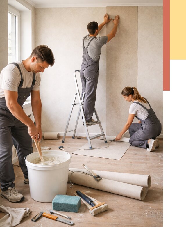 Оклейка стен обоями в Азове от 3594 руб/м2 — быстро и недорого | ОТДЕЛОЧНИК-Азв