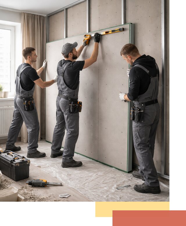 Шумоизоляция стен панелями ЗИПС в Азове для жилых и коммерческих помещений