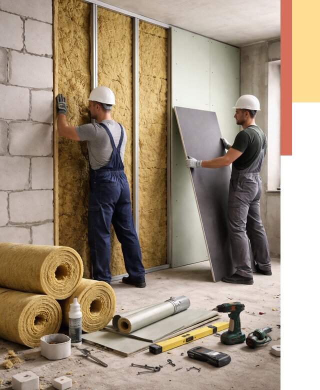 Шумоизоляция перегородок из блоков в Азове от 1900 руб./м² — быстро и недорого | ОТДЕЛОЧНИК-Азв