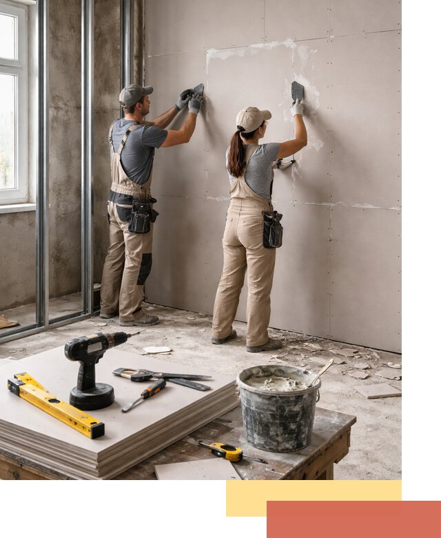 Монтаж двухслойной перегородки из гипсокартона в Азове