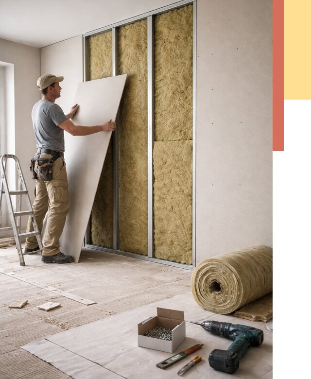 Перегородка из гипсокартона с шумоизоляцией в Азове от 3204 руб. | ОТДЕЛОЧНИК-Азв