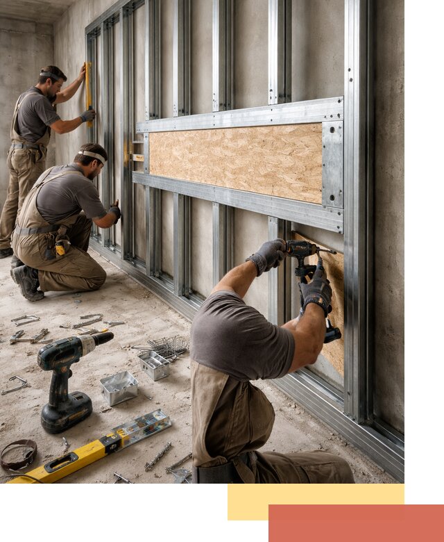 Усиленная перегородка для крепления тяжёлых конструкций в Азове