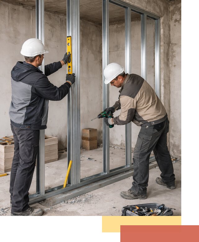 Монтаж каркаса перегородки из профиля в Азове