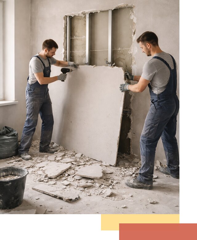 Демонтаж перегородки из гипсокартона в Азове быстрый и аккуратный