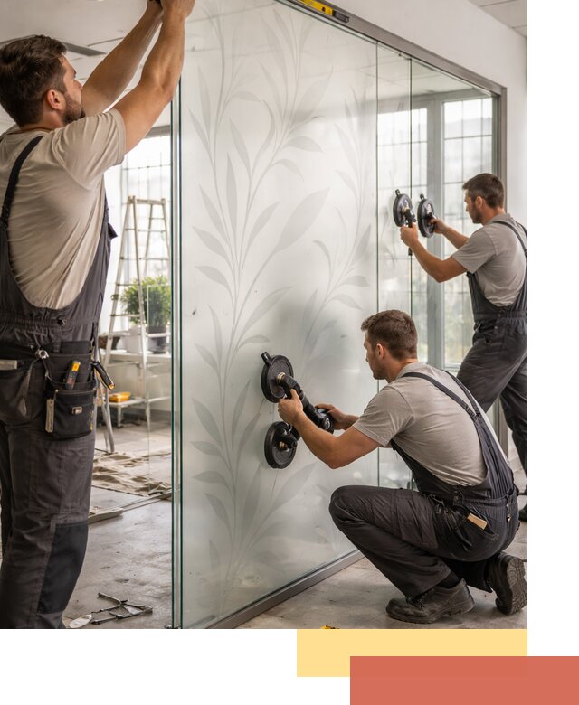 Стеклянные перегородки с рисунком на заказ в Азове