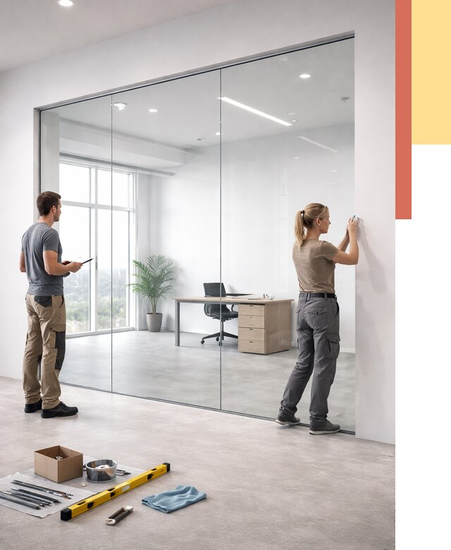 Перегородки из закаленного стекла в Азове от 9756 руб. под ключ | ОТДЕЛОЧНИК-Азв