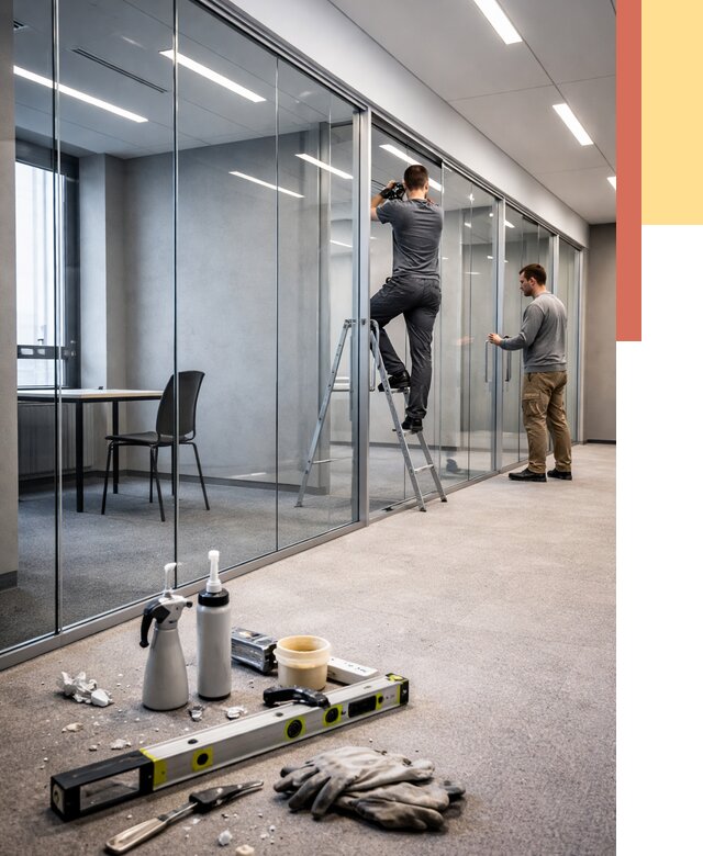 Стеклянные офисные перегородки в Азове от 8729 руб. — монтаж и установка | ОТДЕЛОЧНИК-Азв