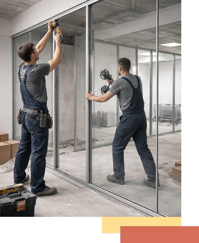 Алюминиевые перегородки со стеклом в Азове — изготовление и монтаж