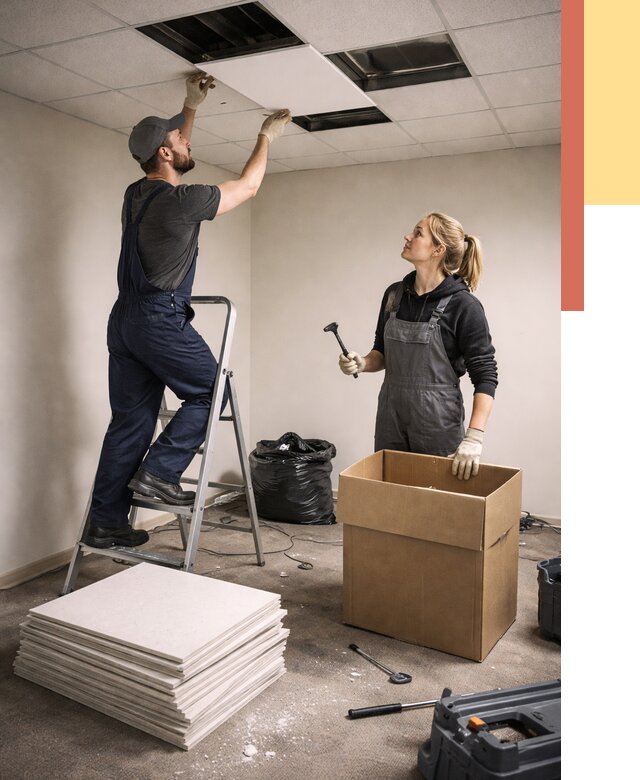 Демонтаж потолочной плитки в Азове от 4621 руб. быстро и недорого | ОТДЕЛОЧНИК-Азв