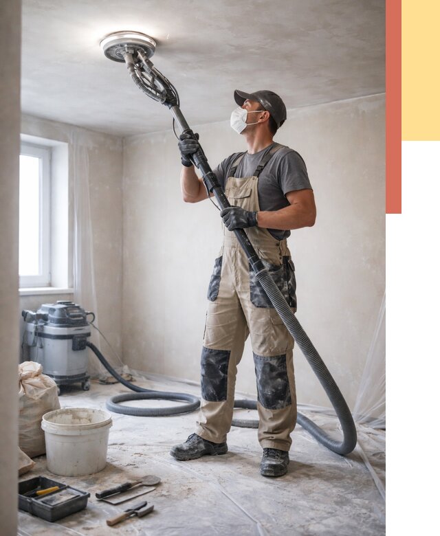 Шлифовка потолка в Азове от 3594 руб. — услуги шлифования потолка | ОТДЕЛОЧНИК-Азв