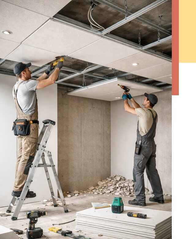 Монтаж акустического потолка в Азове от 6675 руб/м2 — быстро и недорого | ОТДЕЛОЧНИК-Азв