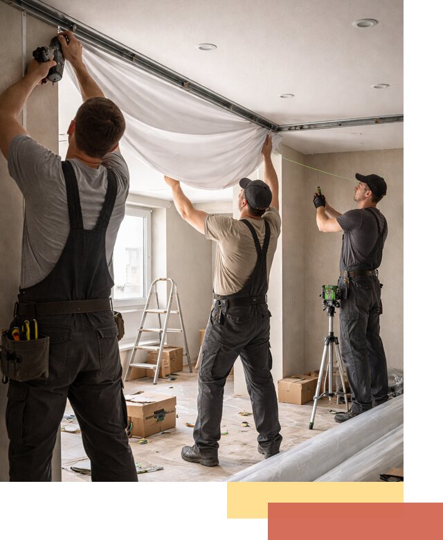 Монтаж парящего натяжного потолка под ключ в Азове