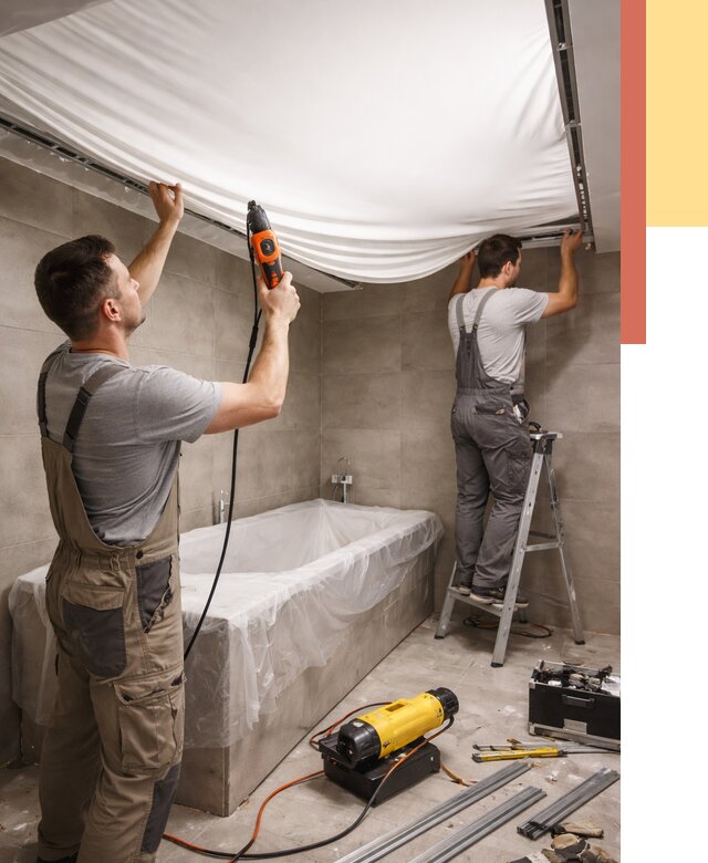 Монтаж натяжного потолка в ванной в Азове от 1232 руб. под ключ | ОТДЕЛОЧНИК-Азв