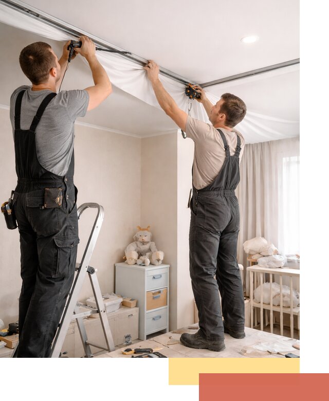 Монтаж натяжного потолка в детской комнате в Азове