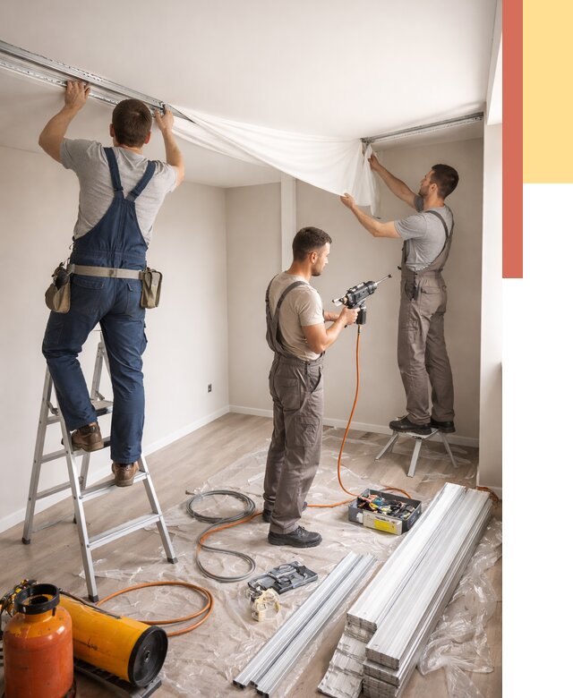 Монтаж натяжного потолка в студии в Азове от 5648 руб. — быстро и недорого | ОТДЕЛОЧНИК-Азв