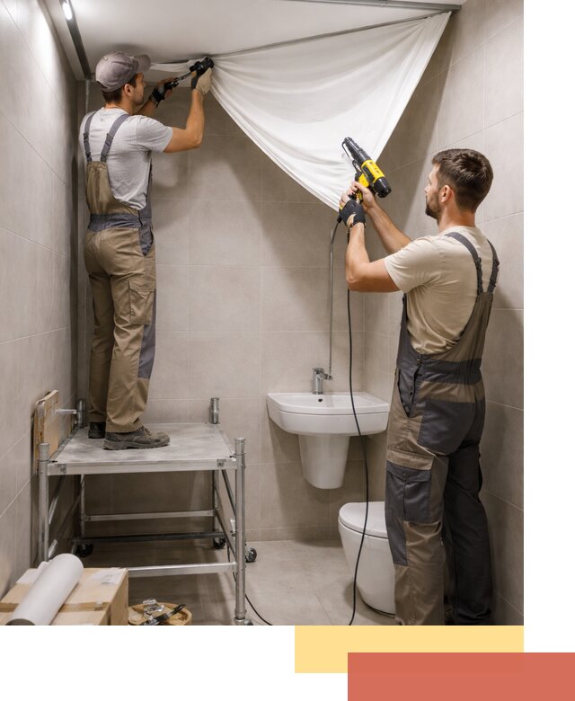 Монтаж натяжного потолка в санузле в Азове