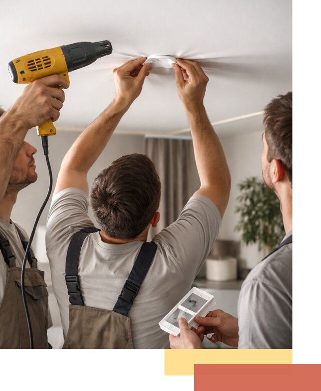 Ремонт прокола полотна натяжного потолка в Азове