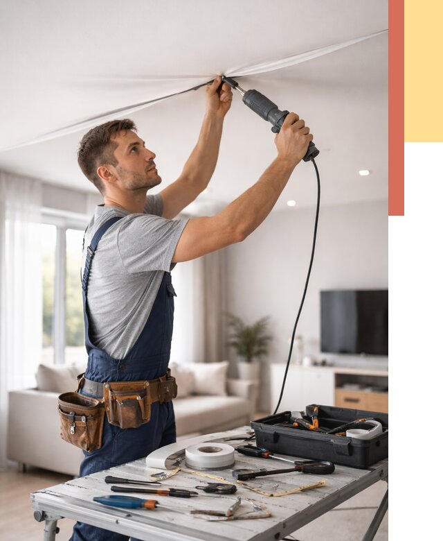 Ремонт натяжных потолков в Азове от 9756 руб. под ключ — ОТДЕЛОЧНИК-Азв