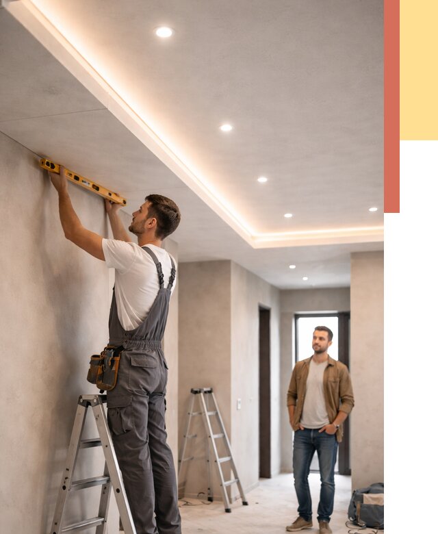 Потолок из гипсокартона с подсветкой в Азове от 770 руб./м2 под ключ | ОТДЕЛОЧНИК-Азв