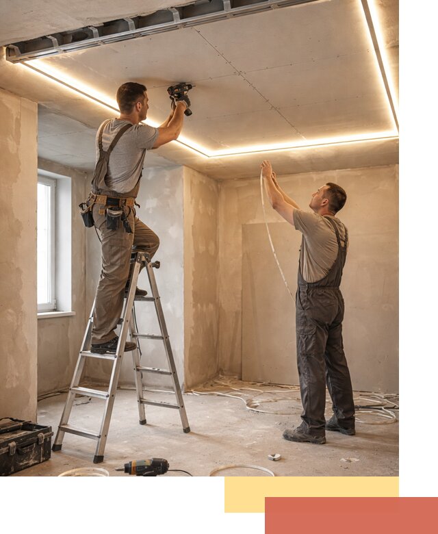 Потолок из гипсокартона с подсветкой в Азове