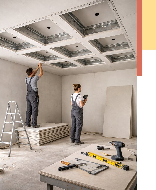 Кессонный потолок из гипсокартона в Азове от 1900 руб. — монтаж и под ключ | ОТДЕЛОЧНИК-Азв