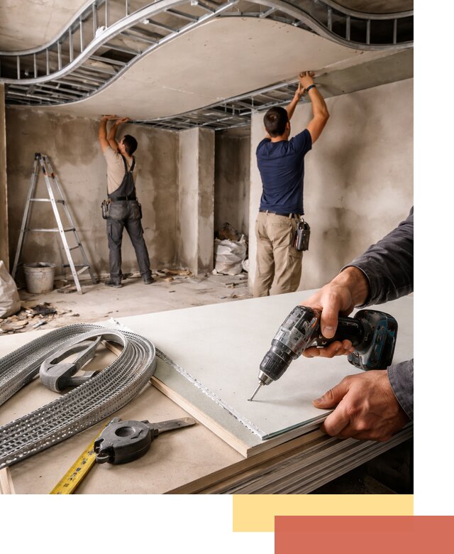 Криволинейный потолок из гипсокартона в Азове — монтаж и отделка