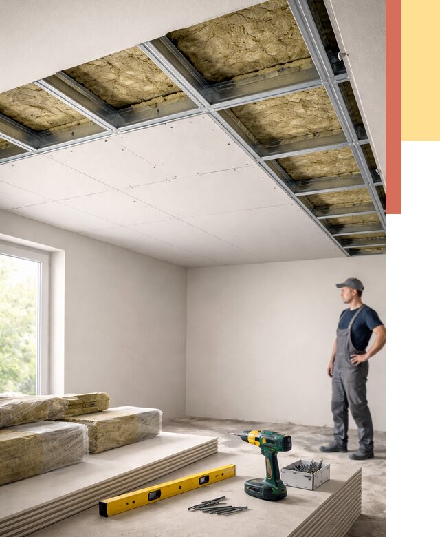 Звукоизоляция потолка ГКЛ в Азове от 976 руб. — монтаж под ключ | ОТДЕЛОЧНИК-Азв