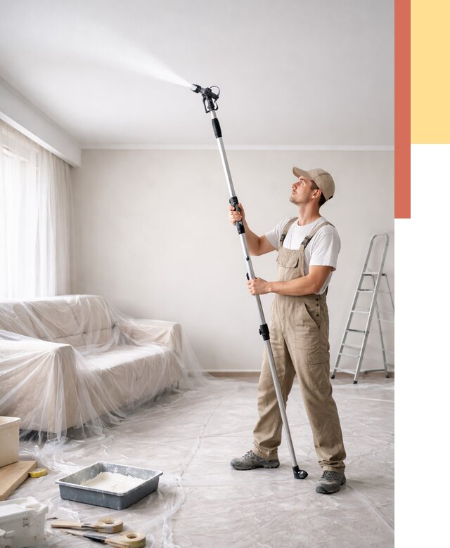 Покраска потолка краскопультом в Азове от 4621 руб. быстро и недорого | ОТДЕЛОЧНИК-Азв